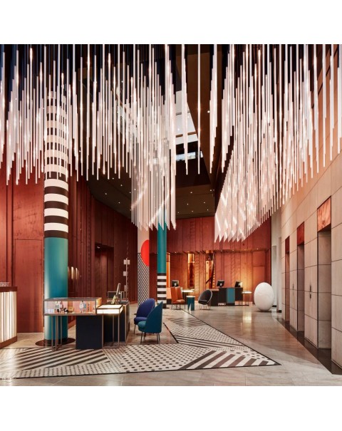 Long Hotel Lobby Exhibition Art Chandelier