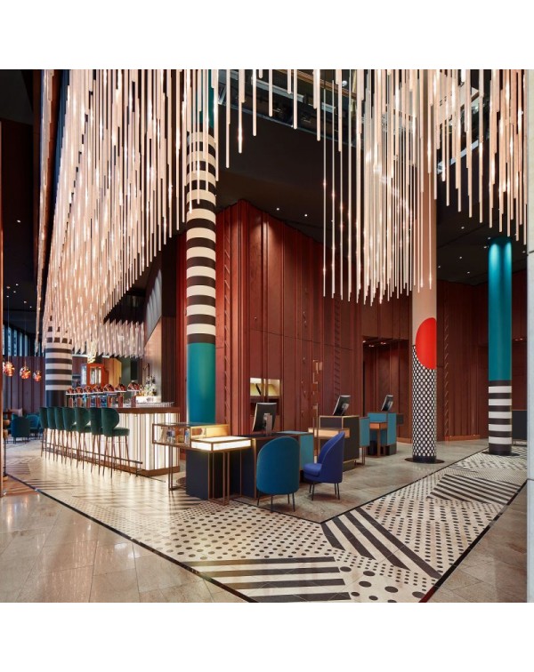 Long Hotel Lobby Exhibition Art Chandelier