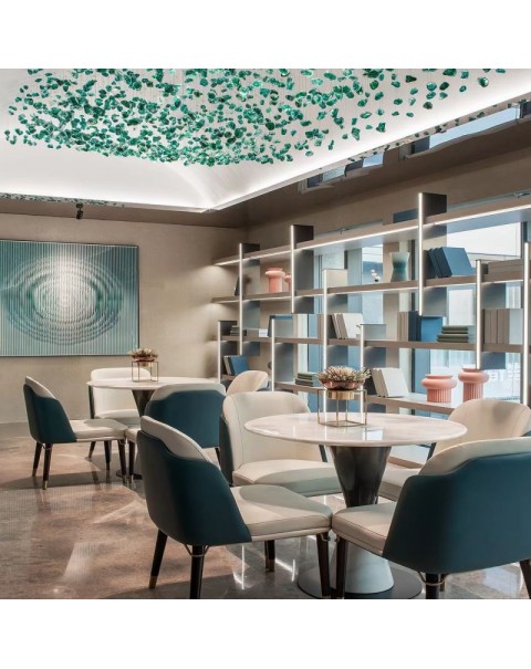 Villa Hotel Lobby Emerald Green Stone Chandelier