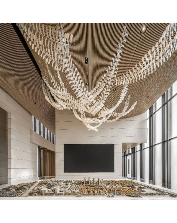 Villa hotel clubhouse crystal glass feather chande...