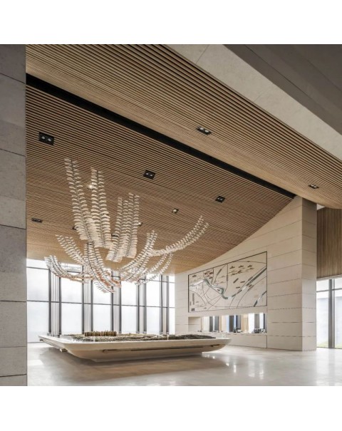 Villa hotel clubhouse crystal glass feather chandelier