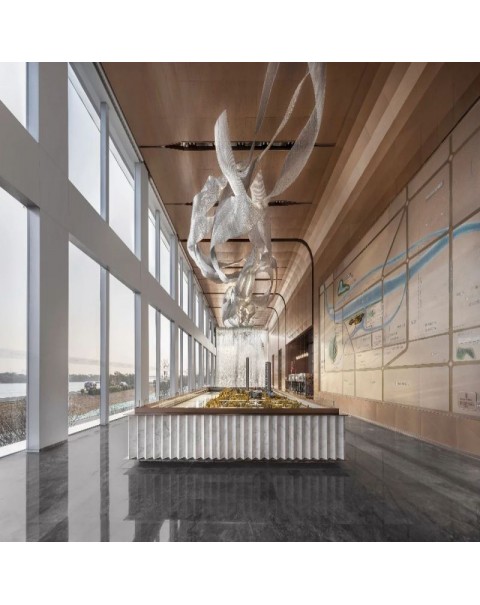 Modern Simple Hotel Villa Lobby Crystal Glass Floating Ribbon Chandelier