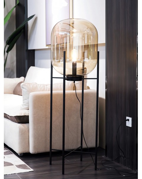 Scandinavian living room floor lamp bedroom bedside study glass winter melon table lamp hotel designer retro industrial style
