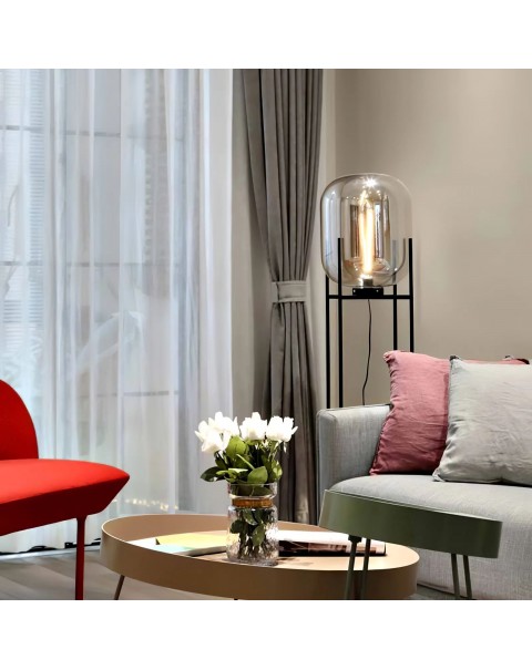 Scandinavian living room floor lamp bedroom bedside study glass winter melon table lamp hotel designer retro industrial style