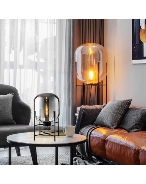 Scandinavian living room floor lamp bedroom bedside study glass winter melon table lamp hotel designer retro industrial style