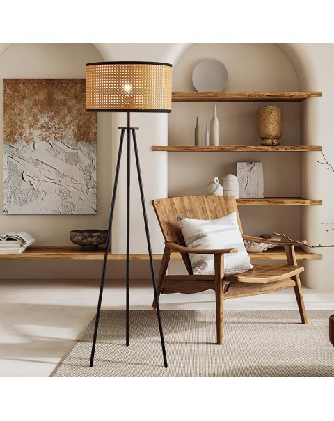 Scandinavian simple floor lamp living room sofa study bedroom bedside personalised rattan retro vertical floor lamps