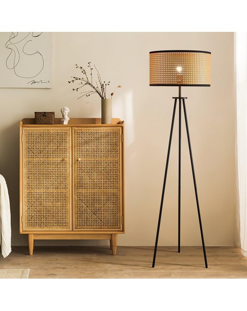 Scandinavian simple floor lamp living room sofa study bedroom bedside personalised rattan retro vertical floor lamps