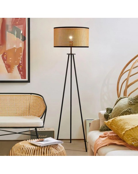 Scandinavian simple floor lamp living room sofa study bedroom bedside personalised rattan retro vertical floor lamps