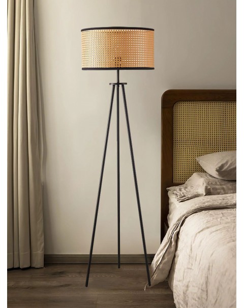 Scandinavian simple floor lamp living room sofa study bedroom bedside personalised rattan retro vertical floor lamps