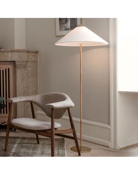Cream Ambiance Antique Danish Chinese Hat Floor Lamp Living Room Bedroom Study By Sofa Designer Rattan