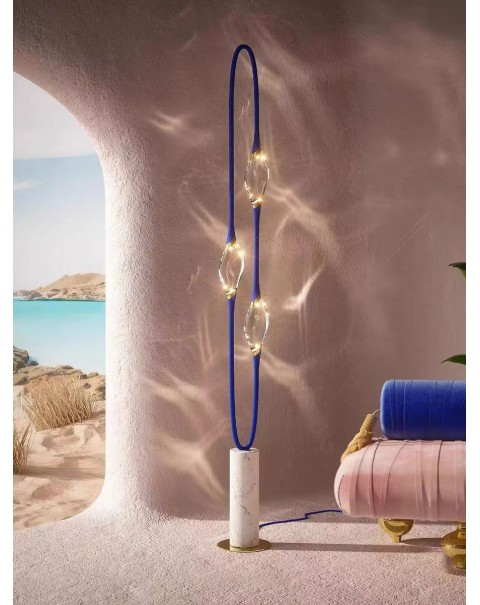 Modern light luxury minimalist crystal floor lamp model house marble living room bedroom decorative standing lamp designer art