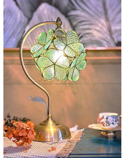 Tiffany petal table lamp romantic european creative copper lamp led lamp bedroom decoration bedside lamps