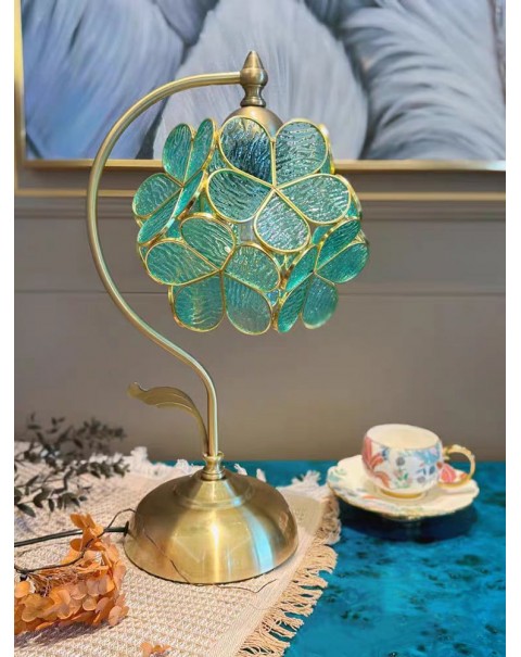 Tiffany petal table lamp romantic european creative copper lamp led lamp bedroom decoration bedside lamps