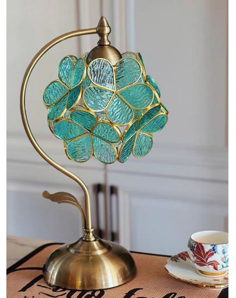 Tiffany petal table lamp romantic european creative copper lamp led lamp bedroom decoration bedside lamps