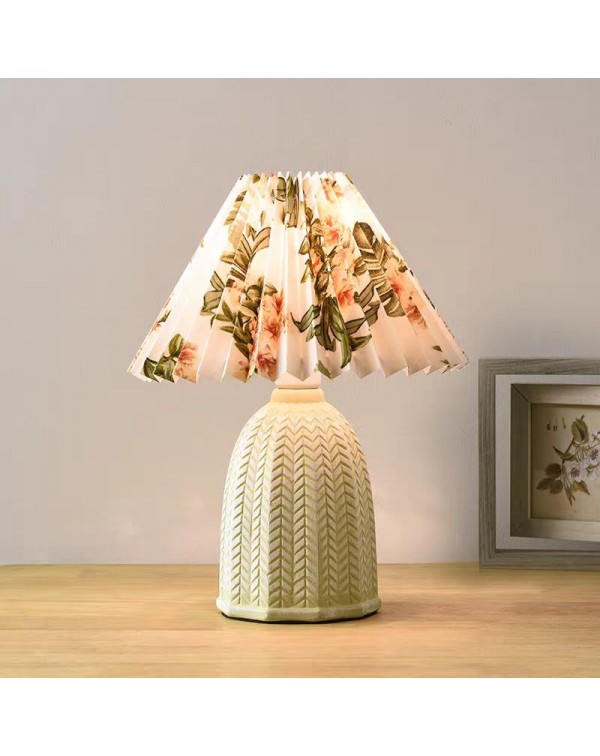 vintage retro pleated table lamp bedroom bedside l...
