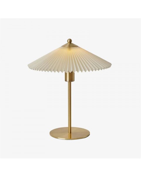 Vintage light luxury study bedroom white fabric copper high-end umbrella table lamp bedside lamp cozy desktop ambient light