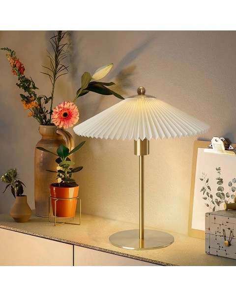 Vintage light luxury study bedroom white fabric copper high-end umbrella table lamp bedside lamp cozy desktop ambient light