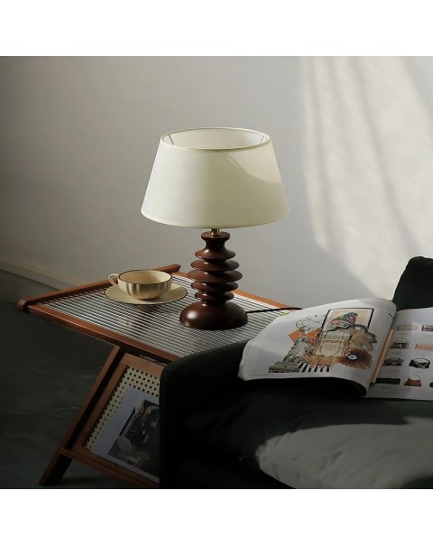 Vintage solid wood Nanyang style eye-care table lamps antique wabi-sabi style bedside lamps study living room bedroom ambient lighting