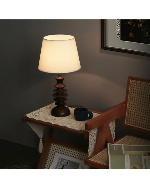 Vintage solid wood Nanyang style eye-care table lamps antique wabi-sabi style bedside lamps study living room bedroom ambient lighting