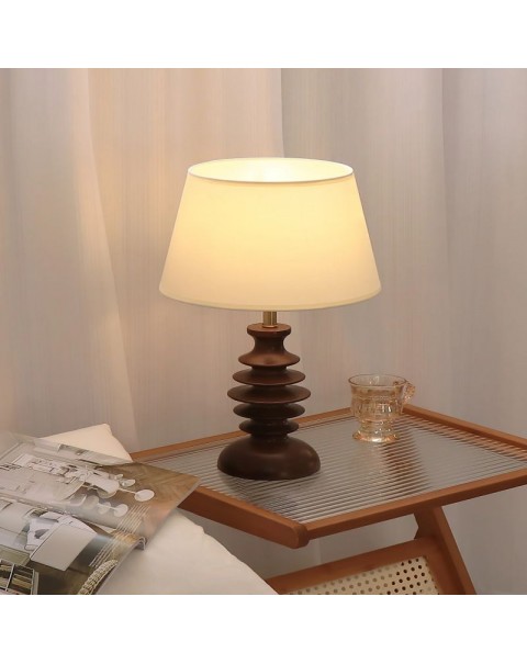 Vintage solid wood Nanyang style eye-care table lamps antique wabi-sabi style bedside lamps study living room bedroom ambient lighting