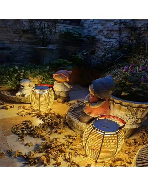 Outdoor Lights Waterproof Patio Carry Lamp Lawn Lamp Camping Lamp Garden Villa Outdoor Solar Handmade Weaving Lights