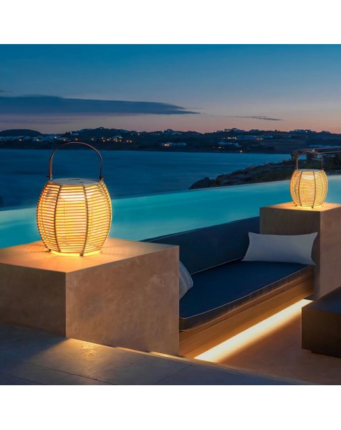Outdoor Lights Waterproof Patio Carry Lamp Lawn Lamp Camping Lamp Garden Villa Outdoor Solar Handmade Weaving Lights
