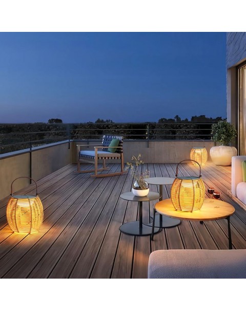 Outdoor Lights Waterproof Patio Carry Lamp Lawn Lamp Camping Lamp Garden Villa Outdoor Solar Handmade Weaving Lights