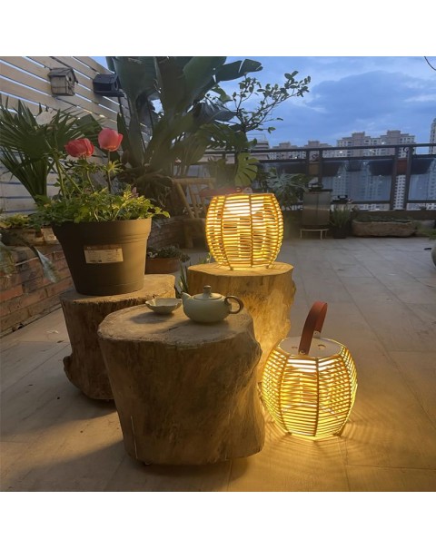 Outdoor Lights Waterproof Patio Carry Lamp Lawn Lamp Camping Lamp Garden Villa Outdoor Solar Handmade Weaving Lights