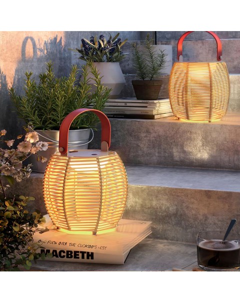 Outdoor Lights Waterproof Patio Carry Lamp Lawn Lamp Camping Lamp Garden Villa Outdoor Solar Handmade Weaving Lights