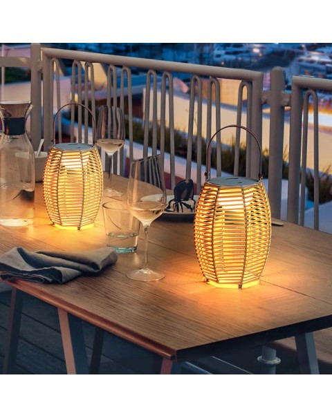 Outdoor Lights Waterproof Patio Carry Lamp Lawn Lamp Camping Lamp Garden Villa Outdoor Solar Handmade Weaving Lights