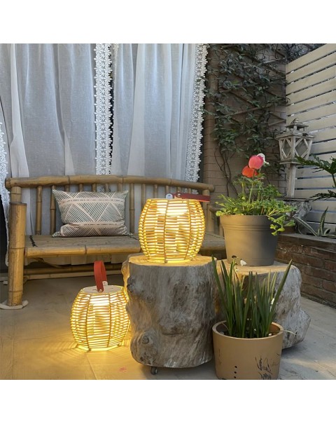 Outdoor Lights Waterproof Patio Carry Lamp Lawn Lamp Camping Lamp Garden Villa Outdoor Solar Handmade Weaving Lights