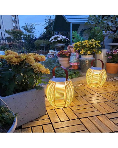 Outdoor Lights Waterproof Patio Carry Lamp Lawn Lamp Camping Lamp Garden Villa Outdoor Solar Handmade Weaving Lights