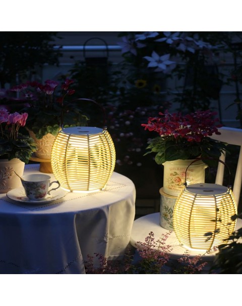 Outdoor Lights Waterproof Patio Carry Lamp Lawn Lamp Camping Lamp Garden Villa Outdoor Solar Handmade Weaving Lights