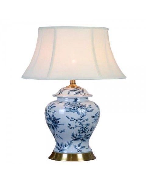 Simple modern new Chinese style copper ceramic table lamp living room bedroom bedside lamp study room lighting fixtures European table lamps