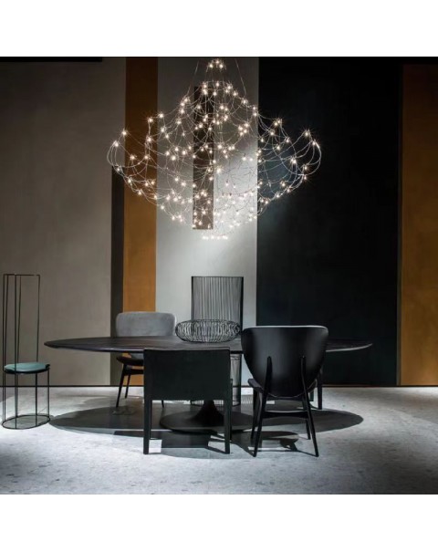 Villa duplex living room crystal large chandelier staircase senior lights modern firefly full of stars showroom led lights