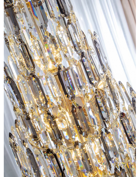 Villa living room crystal lamp hotel lobby large chandelier duplex building in the building hollow simple rotating staircase long chandelier
