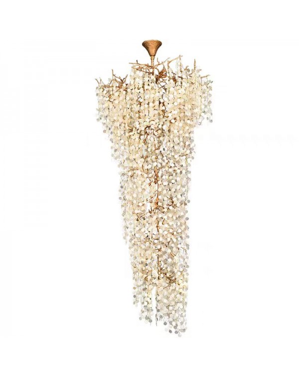 Villa light luxury living room crystal large chand...
