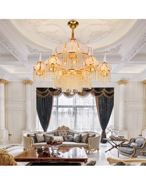 Vintage European villa hotel chandelier banquet hall club reception hall lamps and lanterns export foreign trade mosque crystal lamps