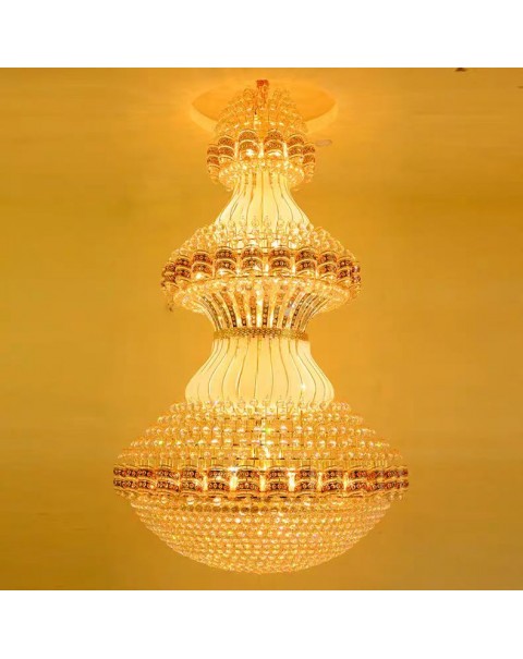 Duplex living room large chandelier floor in the building long chandelier hollow chandelier staircase light hotel villa hall project light