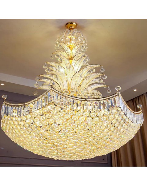 Villa crystal lamp living room chandelier luxury atmosphere duplex large chandelier hotel hollow leaping floor staircase lights