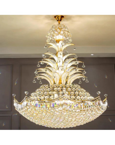 Villa crystal lamp living room chandelier luxury atmosphere duplex large chandelier hotel hollow leaping floor staircase lights