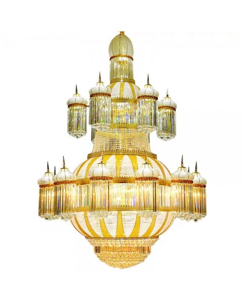 Villa crystal lamp living room chandelier luxury atmosphere duplex large chandelier hotel hollow leaping floor staircase lights