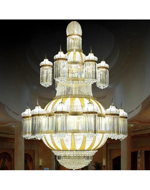 Villa crystal lamp living room chandelier luxury atmosphere duplex large chandelier hotel hollow leaping floor staircase lights