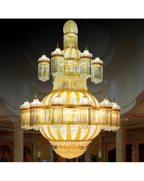 Villa crystal lamp living room chandelier luxury atmosphere duplex large chandelier hotel hollow leaping floor staircase lights