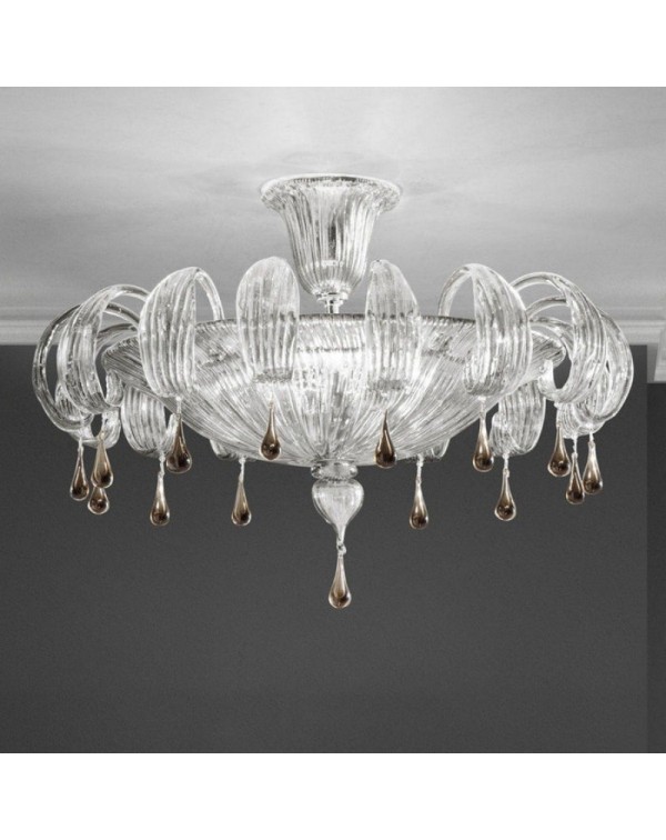 Light luxury French glass chandelier living room d...